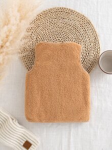 SHEIN 秋冬款中性嬰兒幼兒 0-3 歲百搭純色棕色泰迪絨舒適多功能休閒夾克 - 棕色 - 查看 2