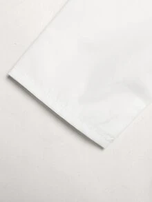 女童復古白色襯衫，羊腿袖、鈕扣設計、尖領、前襟彎曲下擺 - 白色 - 查看 6