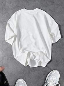 Sport MetroGents Kaos Olahraga Pria Lengan Pendek Kerah Bulat Kasual dengan Motif Timbul - Putih - View 2