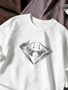Sport MetroGents Kaos Olahraga Pria Lengan Pendek Kerah Bulat Kasual dengan Motif Timbul - Putih - View 3