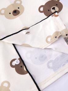 2pcs Baby Boy Baby Girl Cartoon Cute Bear Pattern Short Sleeve Lapel Long Sleeve Button-Up Top Elastic Waist Long Pants Two Pieces Set Printed Pajamas Homewear Suitable For Autumn And Winter - Multicolor - View 6