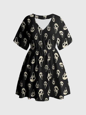 Robe gothique sombre avec masque, style punk sombre, fille sexy, gothique mystérieuse, col en V, grande taille