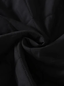 Teen Boys Loose Baseball Collar Casual Fashion Mesh Versatile Padded Coat, Suitable For Daily Wear, Autumn/Winter, Jacket, Black Jacket - Black - View 6
