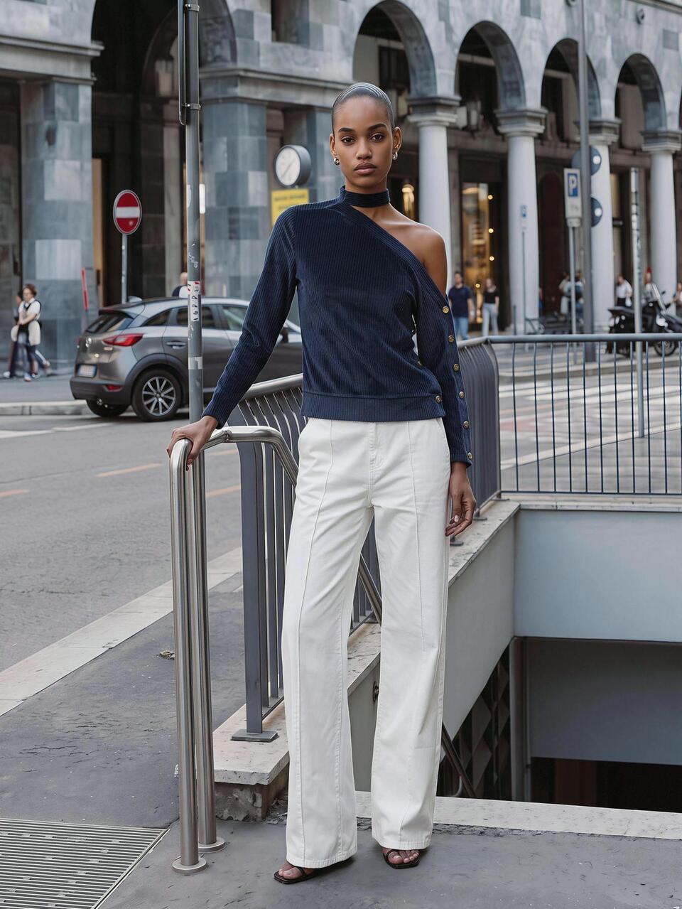 SHEIN Maija Women's Elegant Asymmetric Collar Side Button Top,,Going Out Outfits, Work Outfits For Women,Fall Clothes