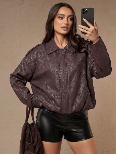 Silquee Veste jacquard élégante pour femme, style citadin