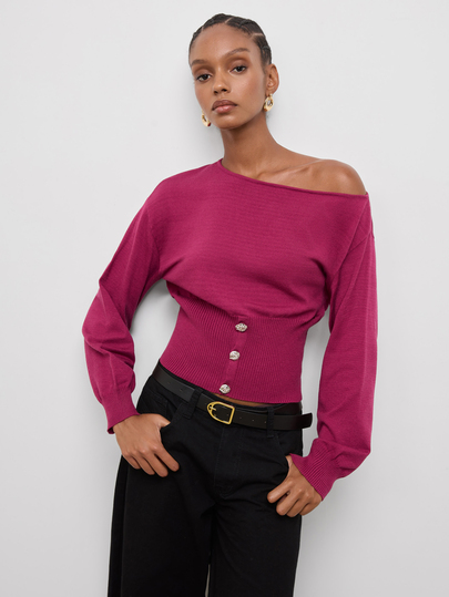 Maija Women's Solid Color Asymmetrical Shoulder Casual Versatile Everyday Knit Top,Going Out Outfits, Work Outfits For Women,Fall Clothes