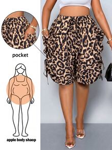 SOLERSUN These Plus-Size Women's Casual Shorts Feature A , Minimalist Retro-Inspired Letter Print And A Relaxed Fit, Complete With A Drawstring, Large Pockets, And An Elastic Waistband. Perfect For Everyday Casual Wear, Commuting, And Vacations In Spring And Summer. Their Street-Style Design Makes Them A Versatile And Perfect Everyday Choice. These Comfortable, Loose-Fitting Shorts Feature A Wide-Leg, Mid-Length Design. - Brown - View 3