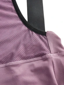 Powerista Women's Fashion Contrast Color Mesh Patchwork Breathable Cycling Jersey - Purple - View 9