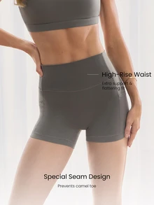 GLOWMODE 4.3" FeatherFit™ Anti-Slip Pocket Bike Shorts Non Front Seam Low Impact Cycling Running Gym Workout - Dark Grey - View 4