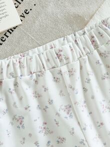 SHEIN Playful Pals 2 件套女婴碎花连帽夹克和配套裤子套装，时尚休闲户外运动装，秋冬 - 粉色 - 查看 5