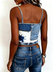 EMERY ROSE Women's Denim Effect Print Casual Camisole - Multicolor - View 2