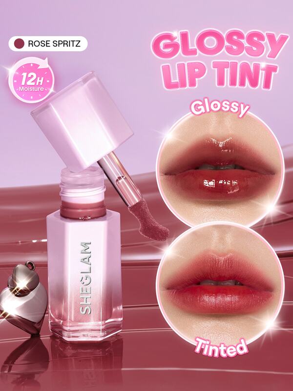 SHEGLAM Glazed & Locked Glossy Lip Tint-140 Rose Spritz Gloss Combo Liquid Lipstick Brand Beauty Cosmetic Makeup For Women And Girls