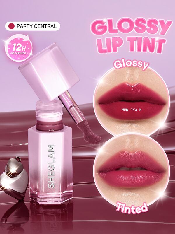 SHEGLAM Glazed & Locked Glossy Lip Tint-418 Party Central Gloss Combo Liquid Lipstick Brand Beauty Cosmetic Makeup For Women And Girls