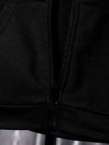 SHEIN Tween Boys Colorblock Zip Up Hoodie Jacket Loose Fit Casual Pocket Sporty Sweatshirt Fall Winter Outerwear Outfit - Black - View 6