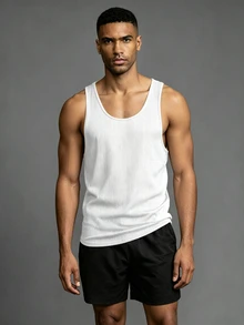 Coreblaze 3pcs Men Solid Color Round Neck Casual Sport Tank Tops Workout Basic Basketball Jersey Clothes Running Breathable, Gym - White - View 5