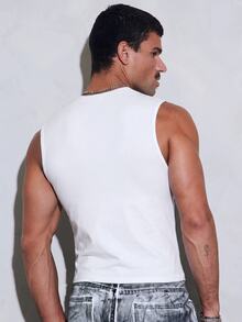 FeverCity Men's Solid Color Pleated Casual Versatile Daily Wear Top - White - View 2