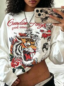 Rovax Regular Fit Loose Crew Neck Drop Shoulder Long Sleeve Sweatshirt - Multicolor - View 3
