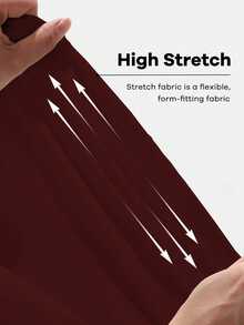 SHEIN Clasi 2pcs/Set Women's Commute Ruched Knit Burgundy Short Sleeve Top And Loose Long Skirt Set, Plus Size, Spring/Summer - Burgundy - View 3