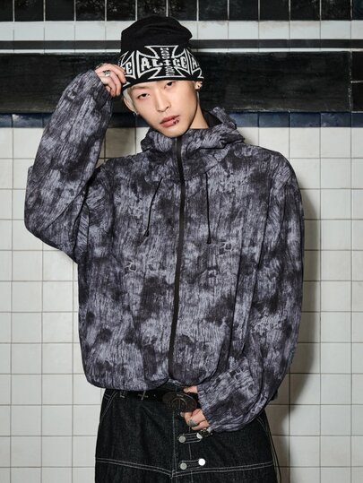 Veste à capuche imprimée tie-dye mode automne pour hommes