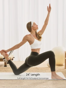 GLOWMODE 24" FeatherFit™ Crossover Yoga Pilates Leggings Buttery Soft High Stretch Crossover Waist Sports Tights Gym Spring Summer - Army Green - View 4