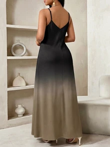 SHEIN Lady Elegant Gradient Plus Size Dress Suitable For Autumn Party - Multicolor - View 2