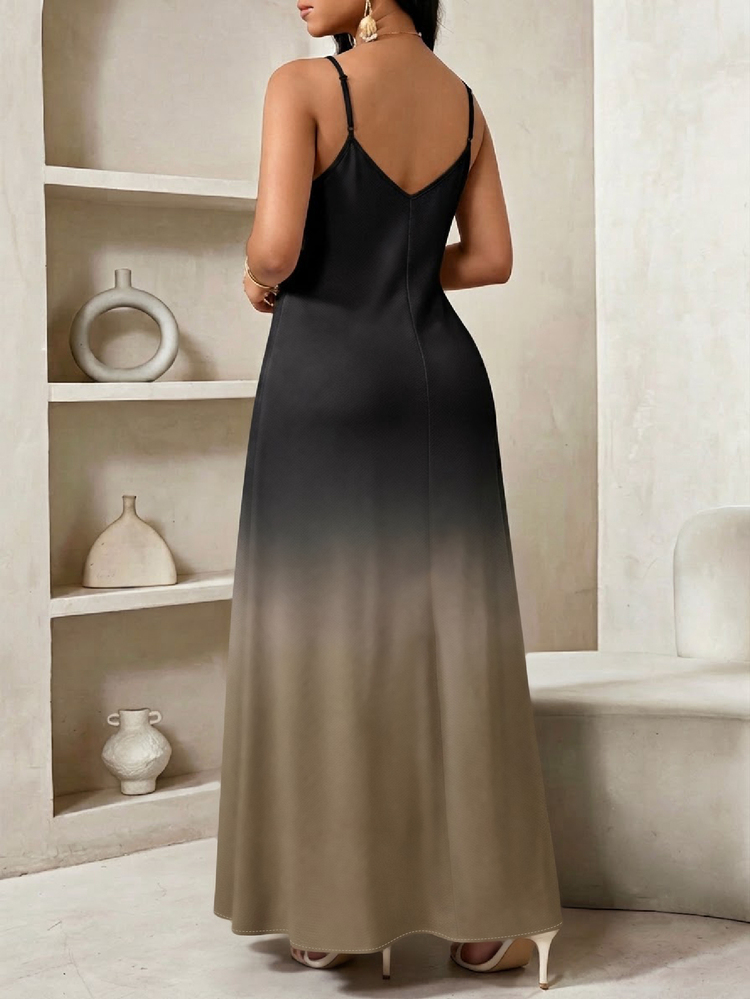 SHEIN Lady Elegant Gradient Plus Size Dress Suitable For Autumn Party - Multicolor - View 2