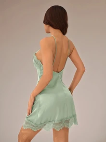 SHEIN PETITE فساتين نسائية صغيرة - أخضر - مشاهدة 2