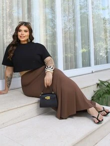 Bibi Tomais قميص نسائي قصير الأكمام بياقة مستديرة وربطة عنق، مناسب للصيف، مقاسات كبيرة - الأسود - مشاهدة 1