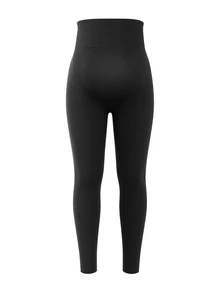 SHEIN Maternity Solid Color Casual Maternity Smart Daily Photoshoot Wear Sports Long Pants Black Autumn - Black - View 13