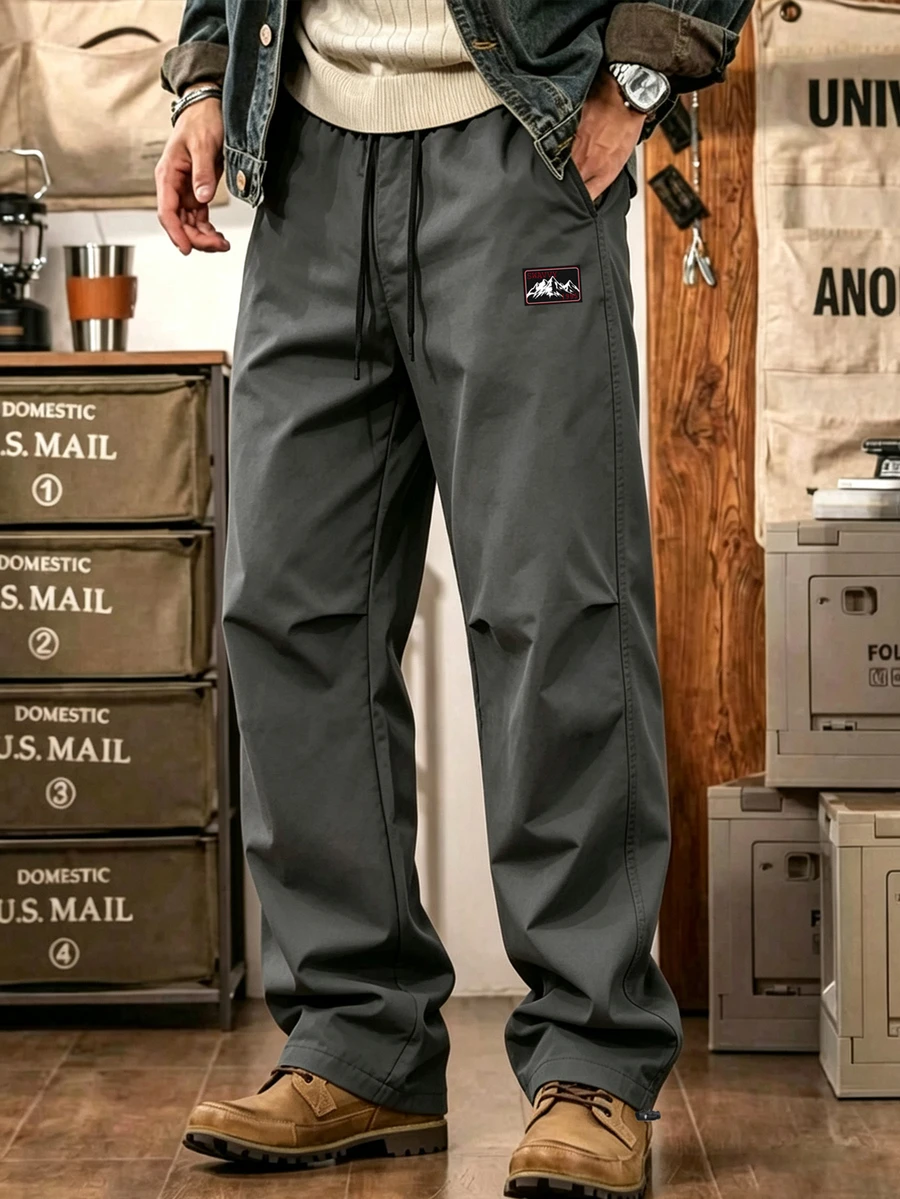 Gym Rark Men's Drawstring Waist Casual Versatile Daily Outdoor Long Pants - Dark Grey - View 1