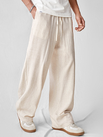 NORVETH Pantaloni casual de zi cu zi pentru călătorii, pentru bărbați, cu talie cu șnur și buzunare