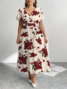 Modelyn Casual Elegant Traditional Vintage Flower Pattern Loose Fit Plus Size Dress Suitable For Summer Boho Going Out Evening Dinner Chic Wedding White - Multicolor - View 6