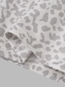 Girls' (Big) Leopard Print Wide Leg Sweatpants, Autumn, Waistband Design, Color Block Patchwork, White Drawstring, Printed Pattern, Loose Fit Long Pants, Sport Yoga Streetwear - Multicolor - View 5