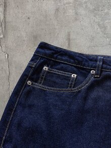 AXEPEAK 男士高街水洗藍牛仔夾克與長褲休閒套裝 - 藍色 - 查看 11