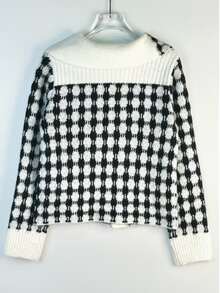 Trelyra Women's All-Over Print Single-Breasted Casual Versatile Daily Wear Cardigan - Black and White - View 2