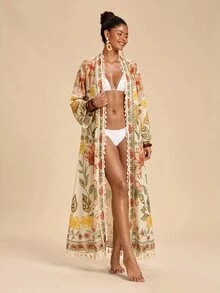 Travachic 女款花卉印花休閒度假罩衫長袍 - 彩色 - 查看 3