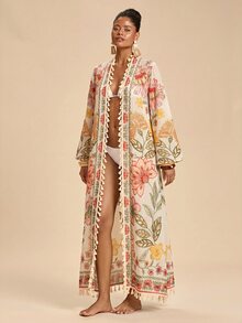 Travachic 女款花卉印花休閒度假罩衫長袍 - 彩色 - 查看 5