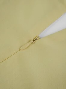 NOVVYNE 女款秋季淡黃色編織長袖收腰波浪下擺優雅浪漫洋裝，適合早午餐與茶會 - 黃色 - 查看 12