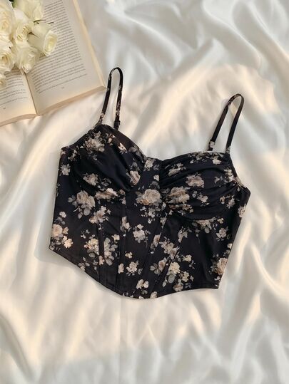 SHEIN MOD Regata Feminina Elegante com Estampa Floral para o Verão