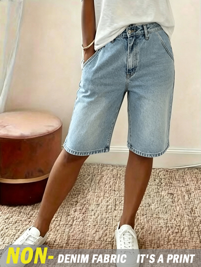 Breezaya Women's Summer Casual Washed Denim Shorts