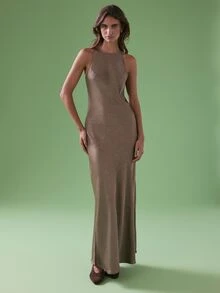 STILLVEA. Minimalist Elegant Bias Cut Double-Sided Satin-Like Fabric A-Line Sleeveless Dress, Flattering And Versatile For Women,Elegant Evening Party Dress - Grey - View 1