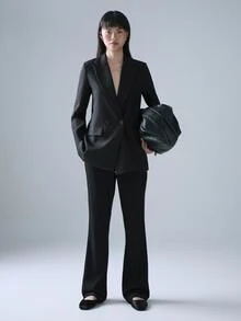 STILLVEA. 年輕性感女士喇叭高腰長褲，秋季服飾 - 黑色 - 查看 5
