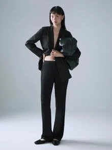 STILLVEA. 年輕性感女士喇叭高腰長褲，秋季服飾 - 黑色 - 查看 1
