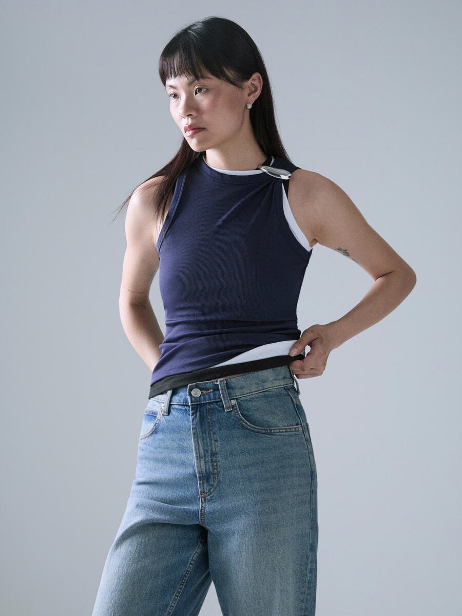 STILLVEA. Women's Summer Casual Solid Color Top,Summer Tops - Navy Blue - View 1