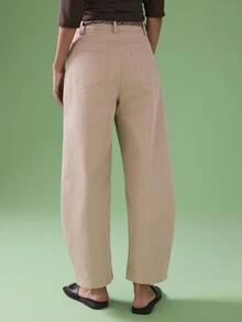 STILLVEA. Women's Casual Khaki Long Pants: Woven Fabric With Zipper Detail And Braided Rope Belt Fall Autumn,Fall Clothes - Khaki - View 3