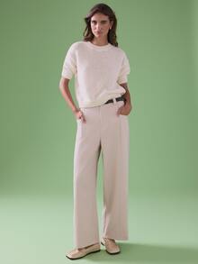 STILLVEA. Women's Tailored Wide Leg Pants With Belt,Apricot,Summer Business Corporate Office Work Casual Commuting Khaki Fall Fashionable Suit Trousers,Fall Clothes - Khaki - View 1