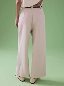 STILLVEA. Women's Tailored Wide Leg Pants With Belt,Apricot,Summer Business Corporate Office Work Casual Commuting Khaki Fall Fashionable Suit Trousers,Fall Clothes - Khaki - View 7