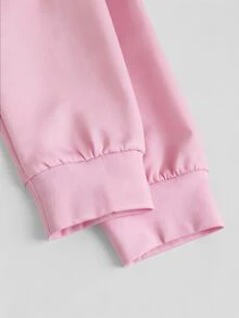 Sweetra Autumn New American Vintage Casual Striped Loose Pullover 2 In 1 Polo Collar Long Sleeve Sweatshirt - Pink - View 3