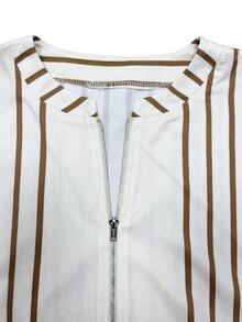 Trelyra Women's Striped Ruched Casual Daily Wear Jumpsuit - Apricot - View 5