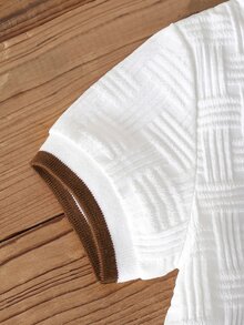 Souflis Souflis طقم قطعتين للأطفال الأولاد، قميص بولو بياقة وطبعة حصان باللون الأزرق الداكن، بنطلون قصير، قماش جاكار صيفي، أكمام قصيرة. - قهوة بني - مشاهدة 5